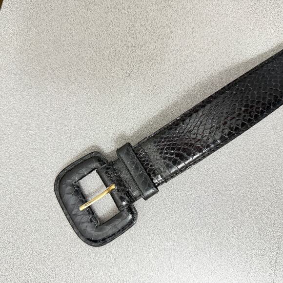 Vtg Morgan Taylor Snakeskin Belt Womens Small Black 1.5in Leather 80s 90s main image 8